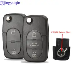 Jingyuqin 2/3 botones Flip carcasa de llave remota de coche para Audi A2 A3 A4 A6 A8 TT Fob funda CR1620 lugar de batería