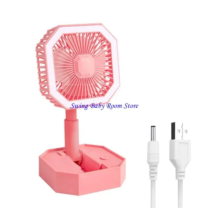 K1ad Desk Fan Fan مع مروحة محمولة مع Light Lamp 2 سرعات مروحة شخصية لمكتب منزل