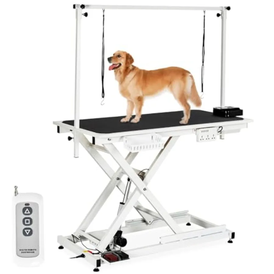 

50" Electric Dog Grooming Table for Home Heavy Duty Height Adjustable Pet Wash Station with Arm Portable Non-Slip Tabletop Tool