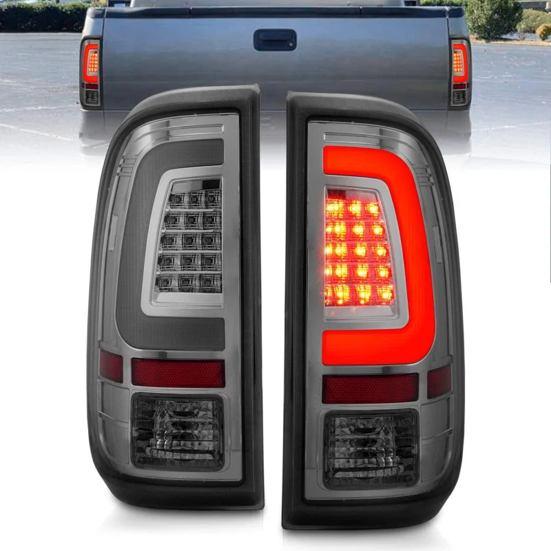 2008-2016 F250 F350 F450 SD Smoke C-Type LED Tube Tail Lights w/Reverse Bulb - Passenger and Driver Side