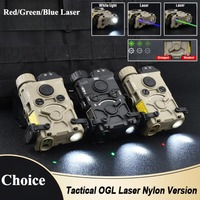Tactical OGL Nylon Plastic Flashlight Red Green Blue Laser Indicator LED White Strobe Weapon Gun Light with Switch Fit 20mm Rail