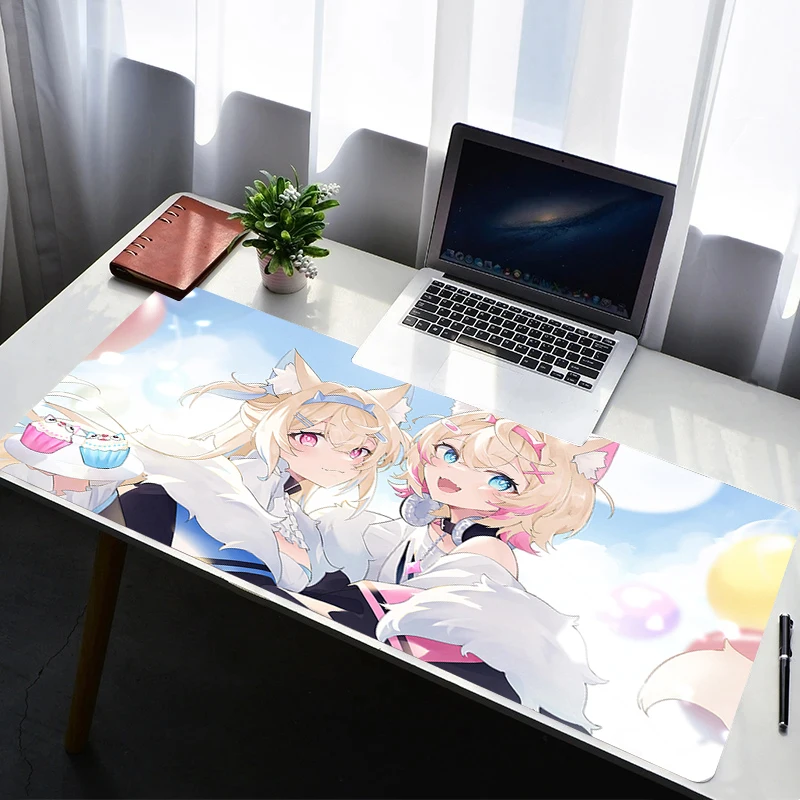 

Gaming Mouse Pad Design Non-slip Rubber Sewn Edge Desk Mat Hololive Mococo Fuwawa Abyssgard Pad Gamers And Office Work Mousepad