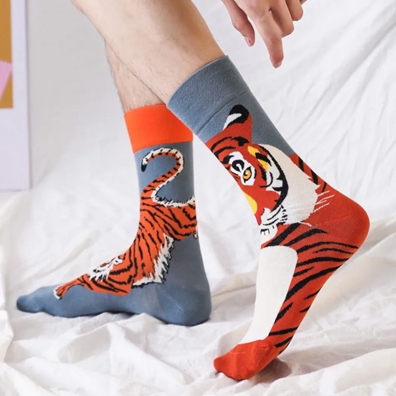 Trendy Couple Socks Cartoon AB Tide Socks Outdoor Sports Long Tube Cotton Socks Creative Men and Women Socks for 4 Seasons