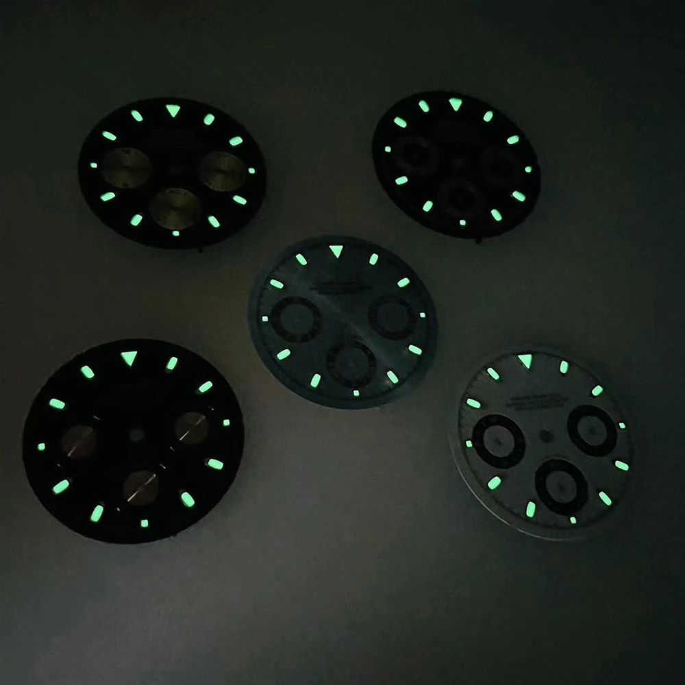 29.5 mm DTN Panda S Logo Dial Suitable For VK63 Movement Green Luminous Matte/Sunburst Quality Watch Modification Accessories