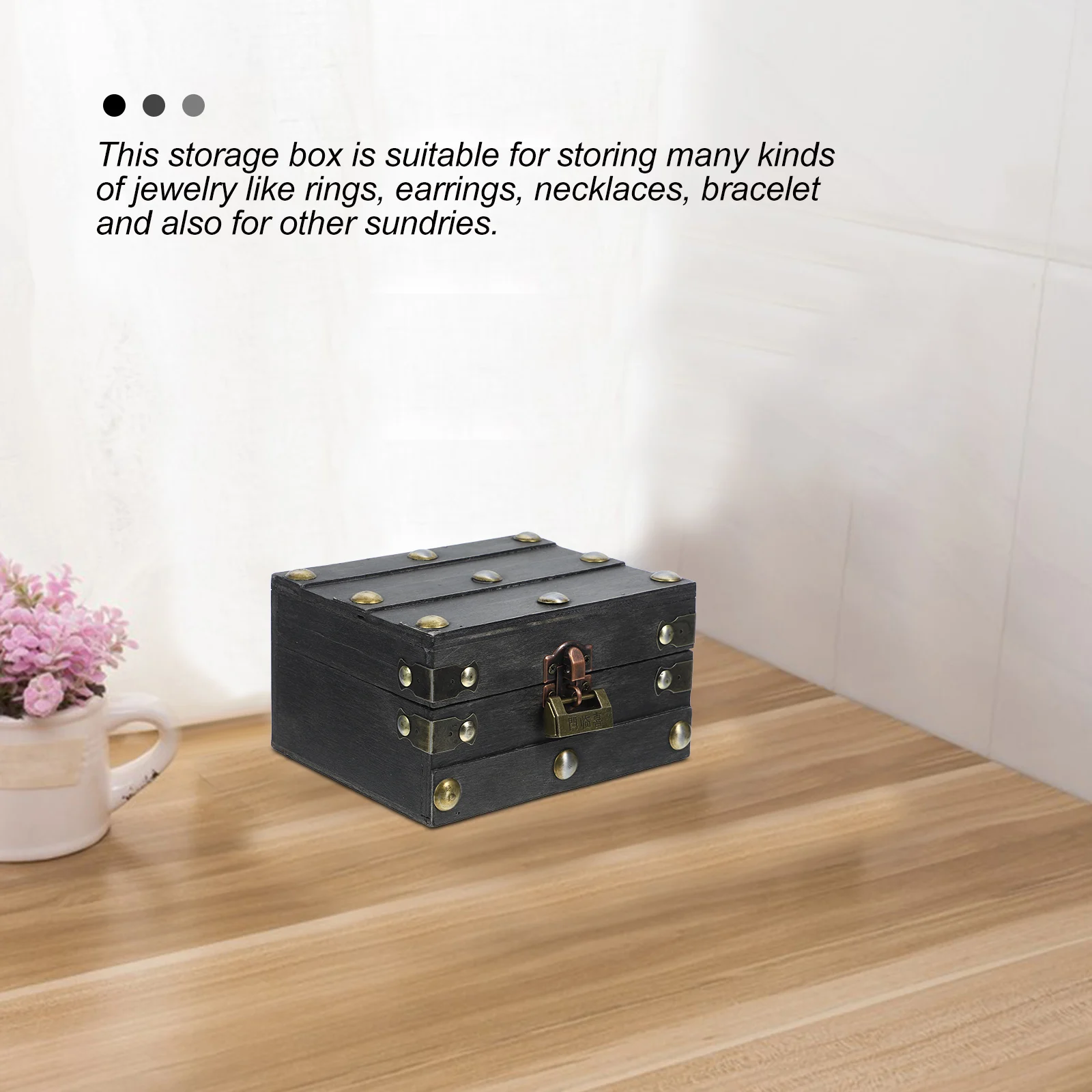 

Storage Boxes Pirate Treasure Chest Jewelry Chests Decorative Holder Wooden Grey