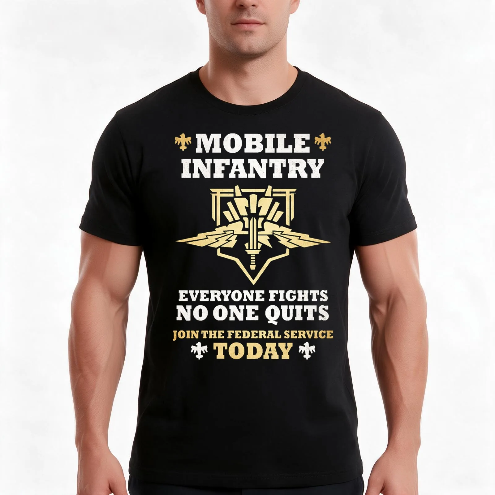 Mobile Infantry Star Ship Troopers T-Shirt, Summer Casual Cotton Tee, Oversized Streetwear Tops, Vintage Graphic Print