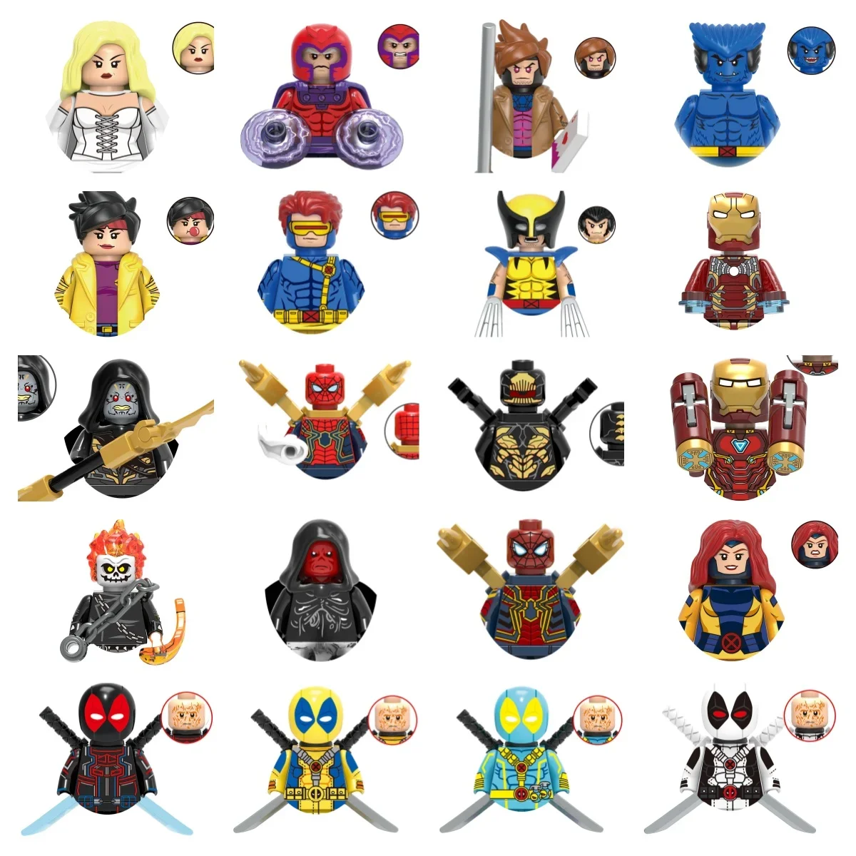 Marvel Superhero Action Figures for Children, Deadpool Puzzle, Brinquedo montado, Wolverine, Brinquedos quentes, Presentes de festa, Novo