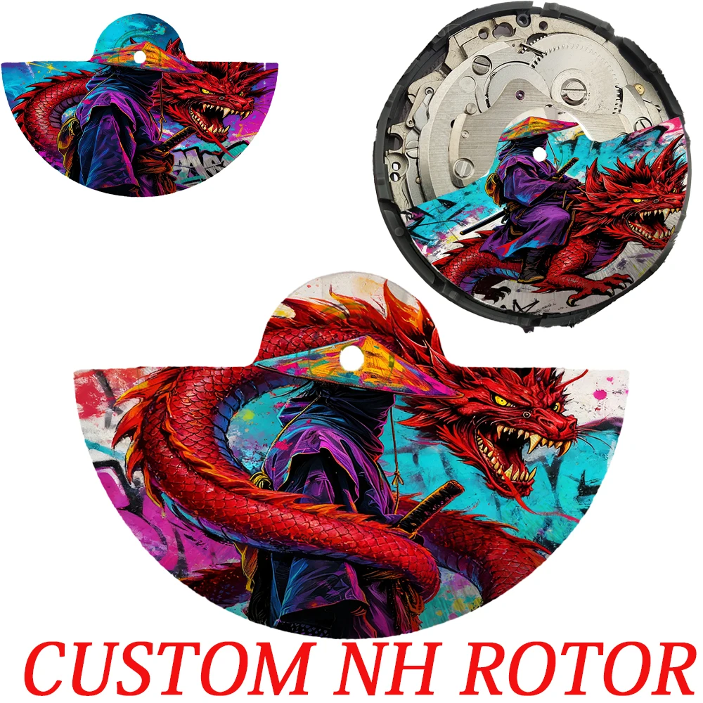 Doodle Dragon Warrior NH35 Rotor Movements Oscillating Weight Rotors Compatible for NH34 NH35 NH38 Movements Replacement Parts