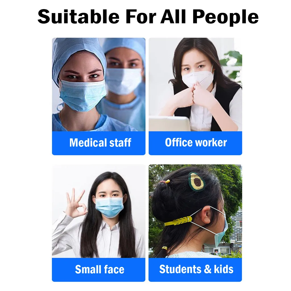 قناع مضاد للخنق لحماية الأذن، ملحقات قناع خطاف الأذن قابلة للتعديل، لون سادة، متعدد الألوان، حماية يومية عملية #3