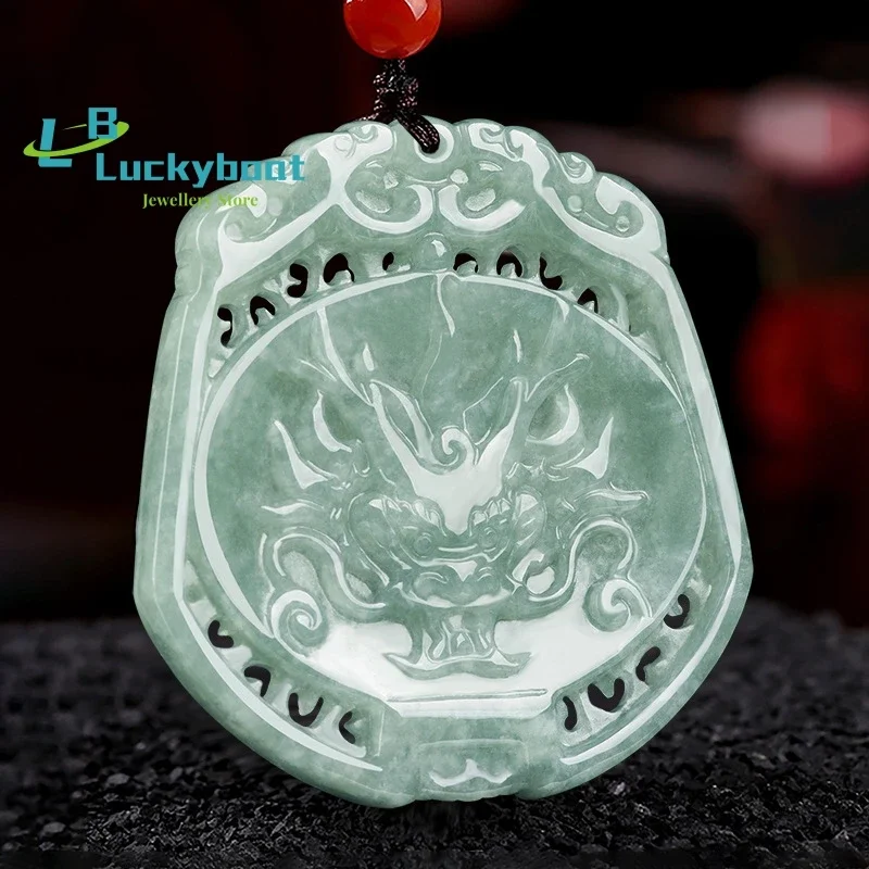 

Hot Selling Natural Jadeite Hollow Zodiac Dragon Pendant Charm Jewellery Hand-Carved Pendant for Women Men Fashion Accessories