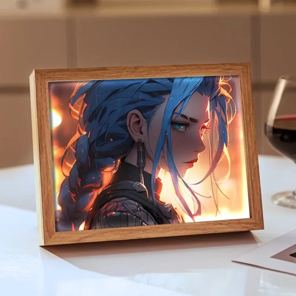 Game Anime Peripheral LED Cartoon Jinx LightPainting HD Picture Bezel Usb Plug DimmingRomantic Home Decorations Night Lamp Gift