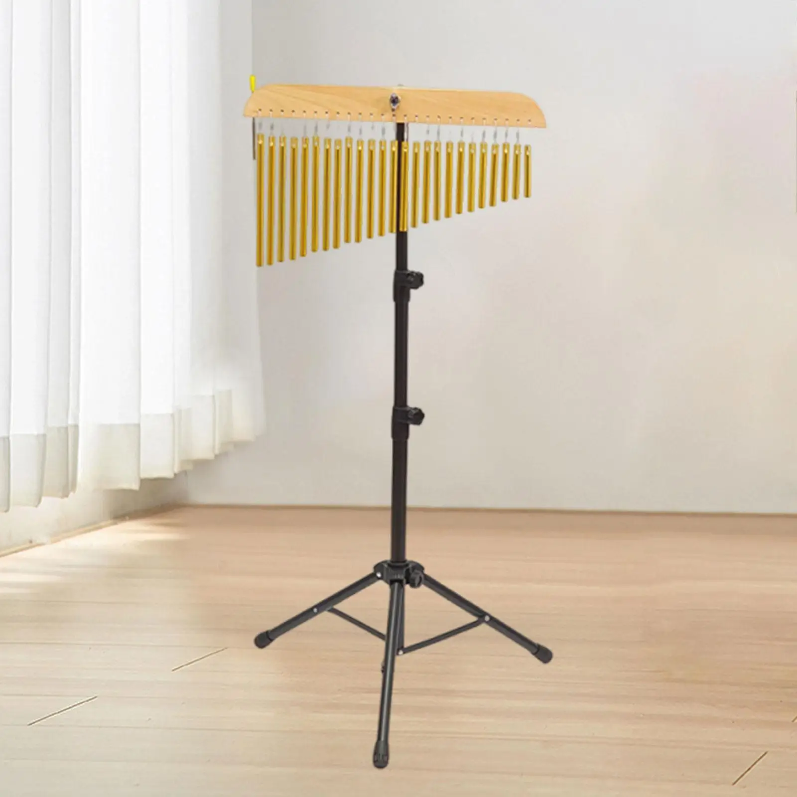 

25-нотный концертный колокольчик, мелодичный звук для медитации, прочная подставка с регулировкой высоты, складное основание штатива, алюминиевые трубки