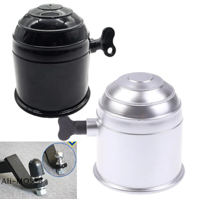 【S】1PC Lockable 50mm Tow Ball Cover, Hard Plastic Trailer Hitch Protector, Anti-Dust & Rust Proof Cap for Truck Car Towing