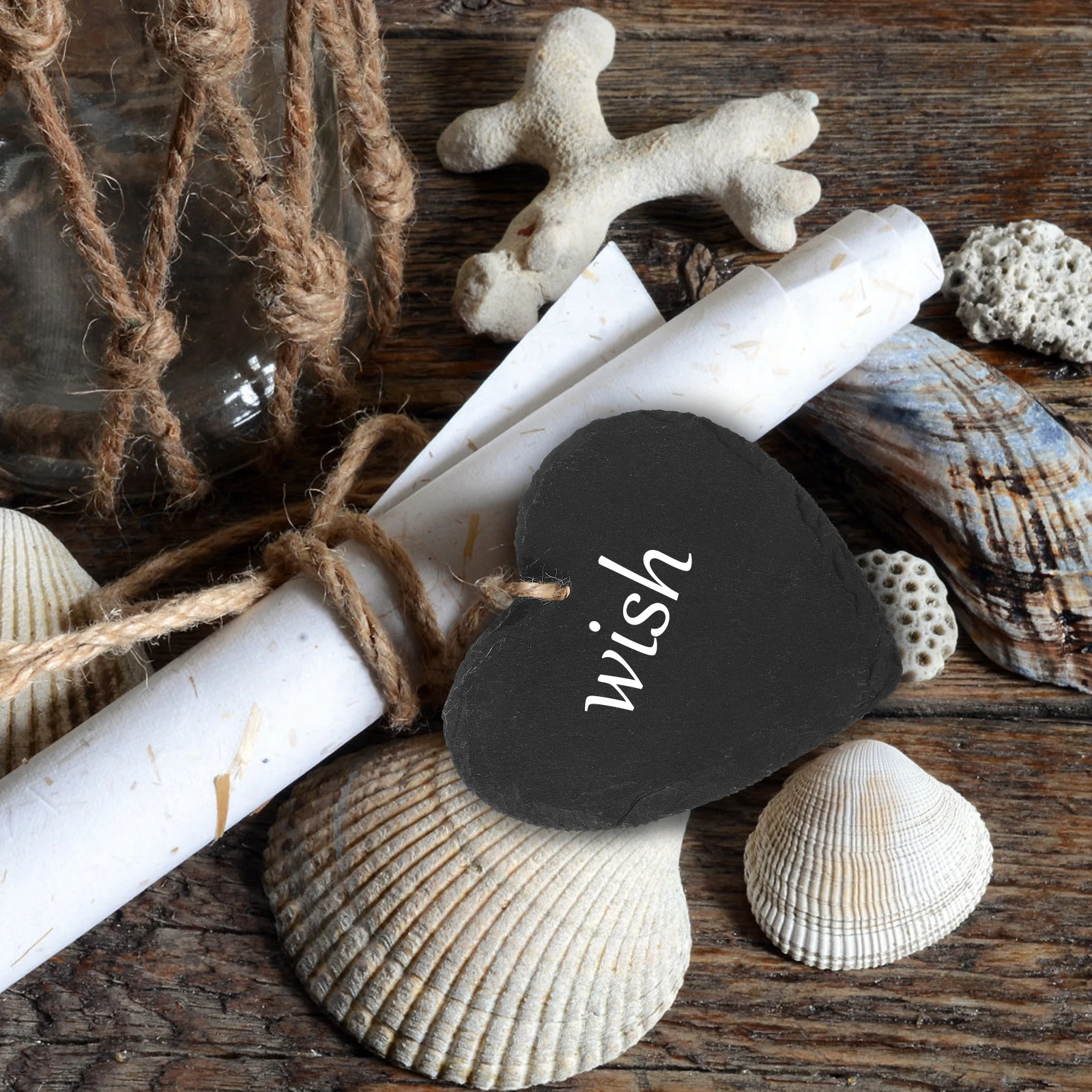 

3pcs Label Tags Heart Shape Hanging Chalkboard For Plant Menu Gift Marker Jute Rope Decorative Stone Signs