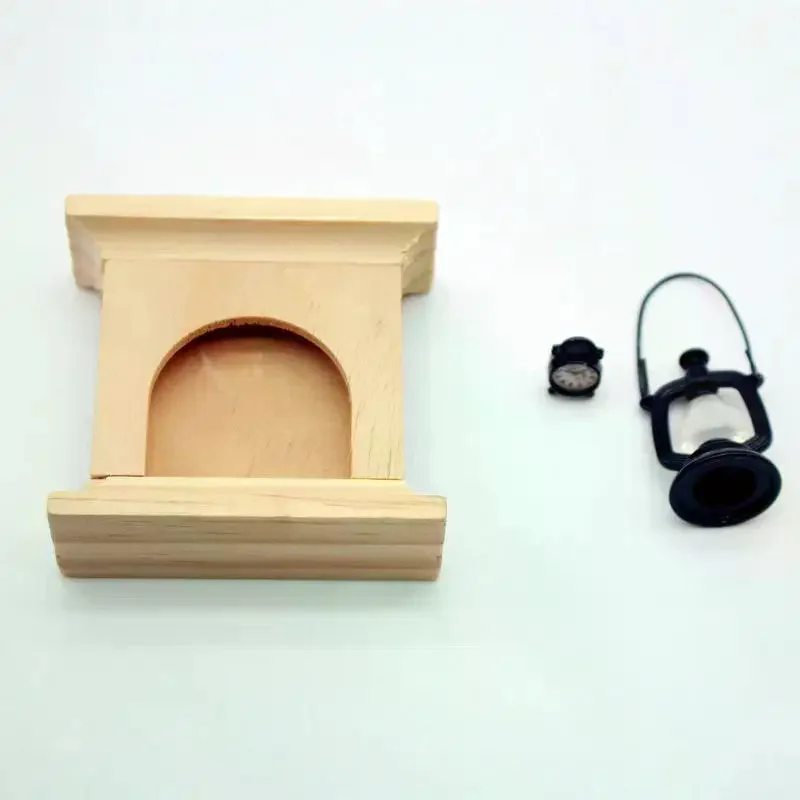 ドールハウスミニチュア家具オイルランプ目覚まし時計暖炉セットモデルドールハウスの装飾子供ふり遊びおもちゃギフト