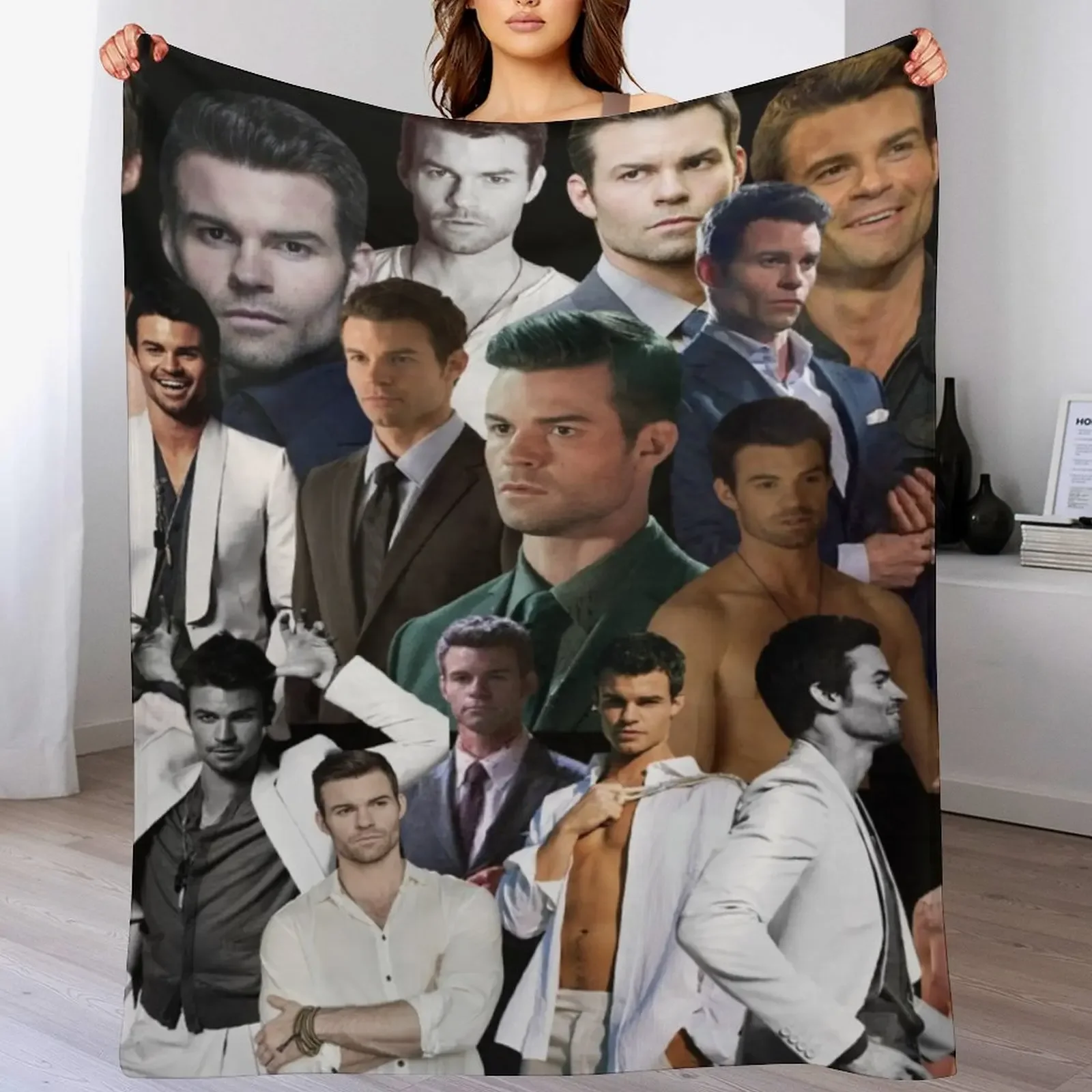 Daniel Gillies - Elijah Mikaelson photo collage Throw Blanket Warm Cozy Throw Blanket for Living Room Couch