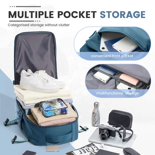 Imagen 2 del producto Ryanair 40x20x25 bolsa de cabina para hombre, mochila de compresión al vacío, equipaje de mano, mochila para ordenador portátil, bolsa de almacenamiento de ropa al vacío de 42x29x15