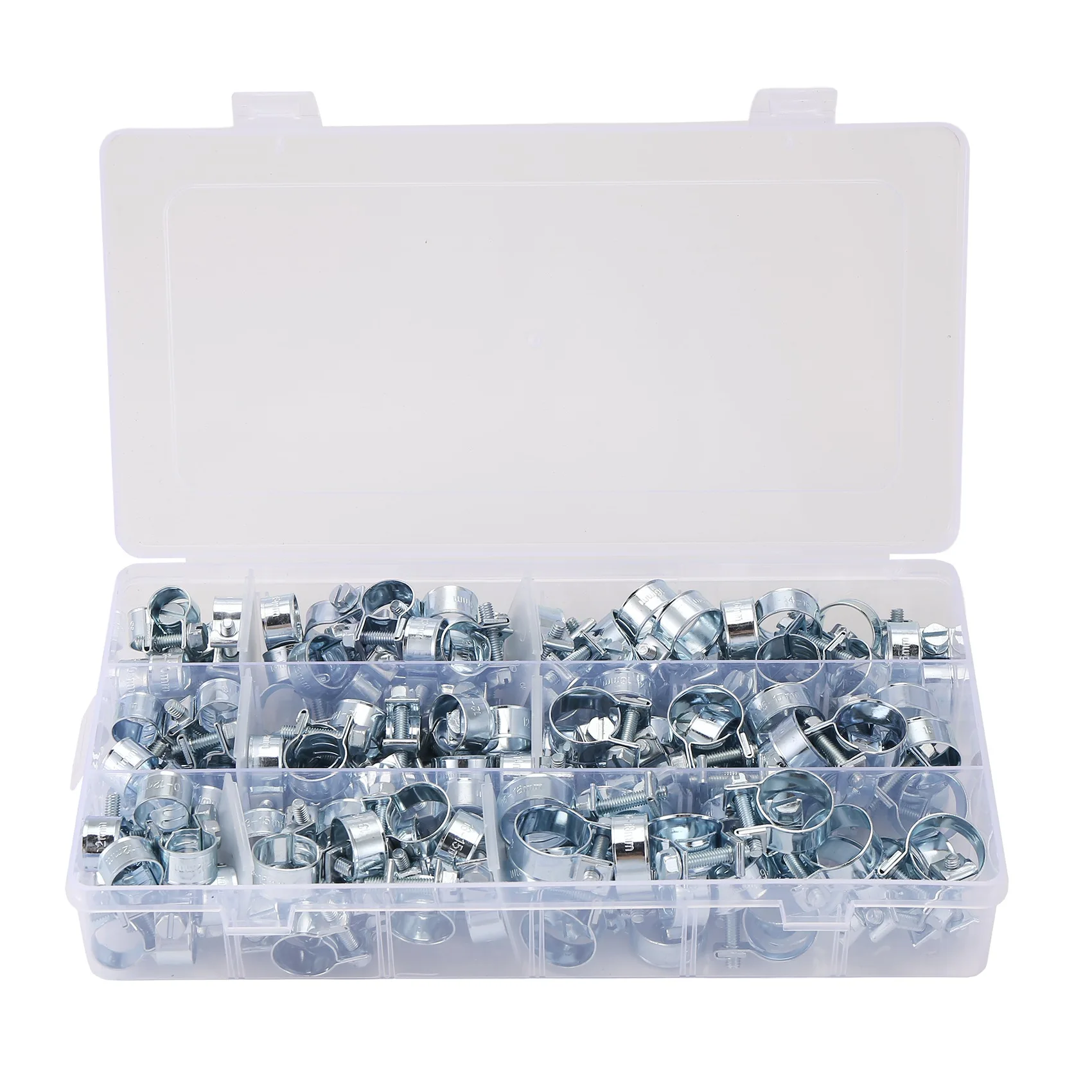 AA81-135Pcs Hose Clamp Double Ears Clamp 8-18Mm Worm Drive Fuel Water Hose Pipe Clamps Clips Hose Fuel Clamps Assorted Kit