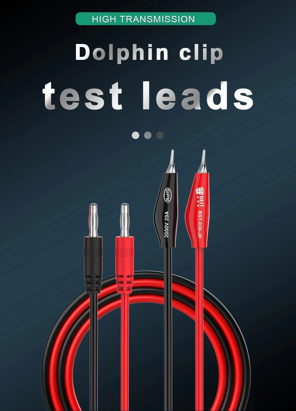 

BST-030-JP Power Supply Output Cable, Connecting Line Multimeter Banana Plug, Alligator Clip, Mobile Phone Repair Tools, 2000V