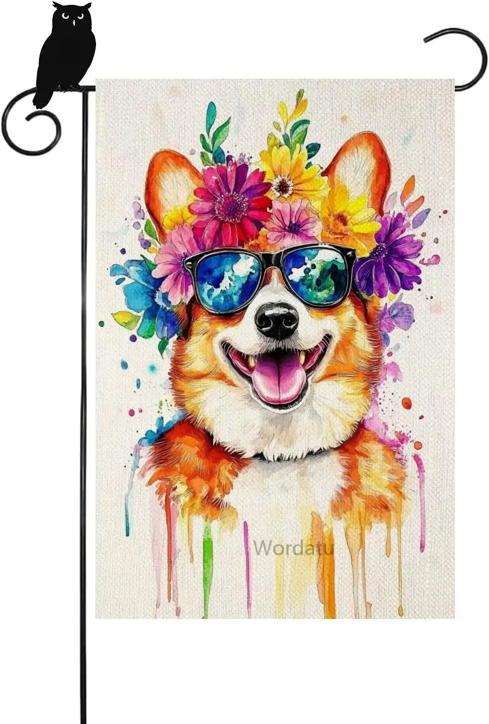 Hello Summer Welsh-Corgi Flower Decorative Garden Flag, Home Yard Outdoor Decor Spring Seasonal Small Outside Decoration Dou zzo