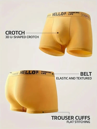 Men's Milk Silk Boxer Briefs Random 5-Pack Seamless Breathable Quick Dry with Stay-Put Waistband Comfort Underwear Set