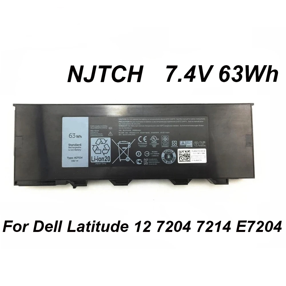 NJTCH 3NVTG 7.4V 63Wh/56Wh Laptop Battery For Dell Latitude 12 7214 7204 E7204 Rugged Extreme 7204 PT18 P18T002 P18T001