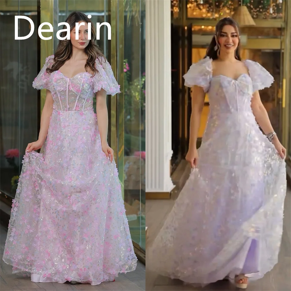 

Customized Prom Dress Dearin Square Collar A-line Floor Length Skirts Lace Bespoke Occasion Dresses Formal Saudi Arabia Evening