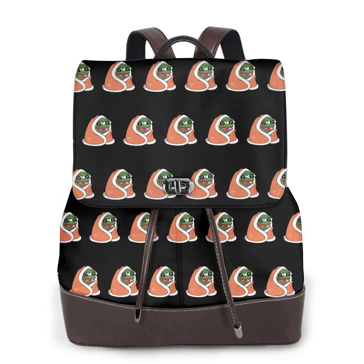 Pepe The Frog Peepo Emote Women Soft Leather Backpack Large Capacity Multi Pockets Work Travel Ladies Casual Rucksack