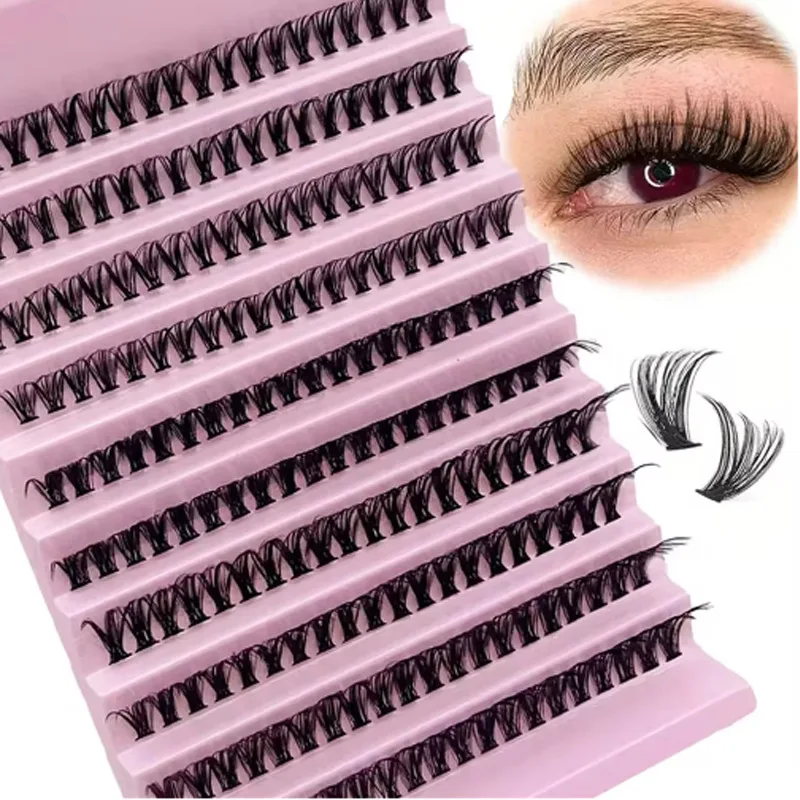 Kit de extensão de cílios finos de 200 peças: onda C/D, 8-14MM, estilos naturais e cosplay, fácil faça você mesmo e reutilizável