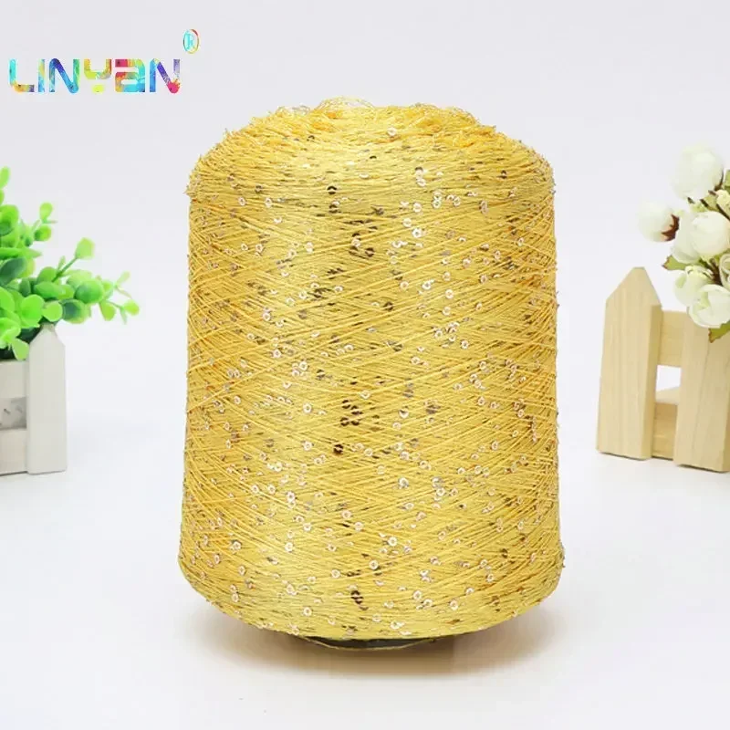 500g*1 piece paillette yarn Sequins wool needle Natural beads lace tie a knot yarn for hand knitting crochet thread line t64