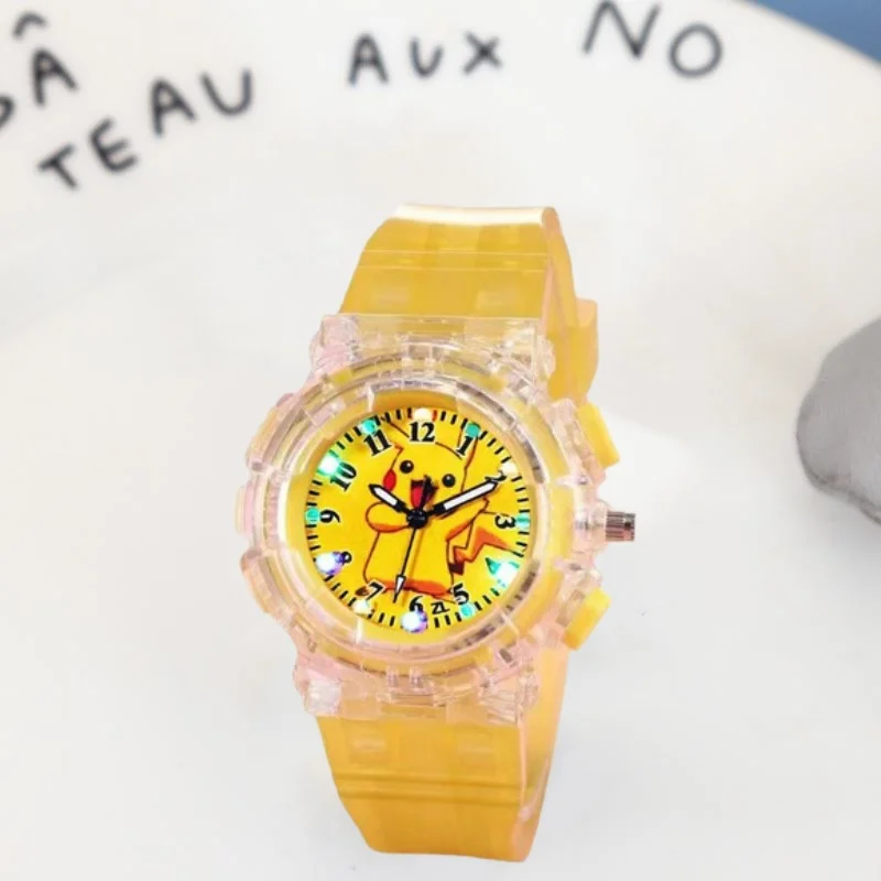 Pikachu cartoon children's watch Anime Pokmon Glow Watch colorful flash quartz watch gift for elementary school students