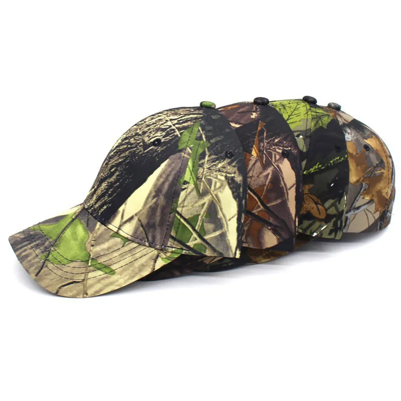 Men \'s Jungle Camouflage Pattern Hats Hunting Fishing Baseball Cap Sunscreen Cotton Casual Adjustable UV Protection Sunshade Cap