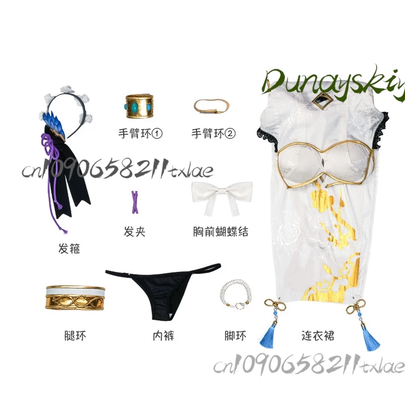 مجموعة كاملة من أزياء Zero Rem التنكرية - فستان تشيباو الأنيق مع شعر مستعار لزي الرسوم المتحركة الصيفي للتخرج في الهالوين