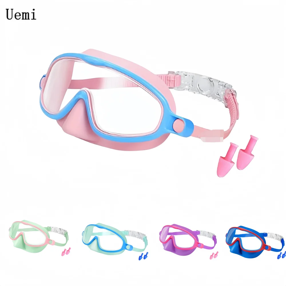 Kids Swimming Goggles Wide View Diving Mask with Nose Cover Anti-Fog UV Protection No Leak for Toddlers Aged 3-15