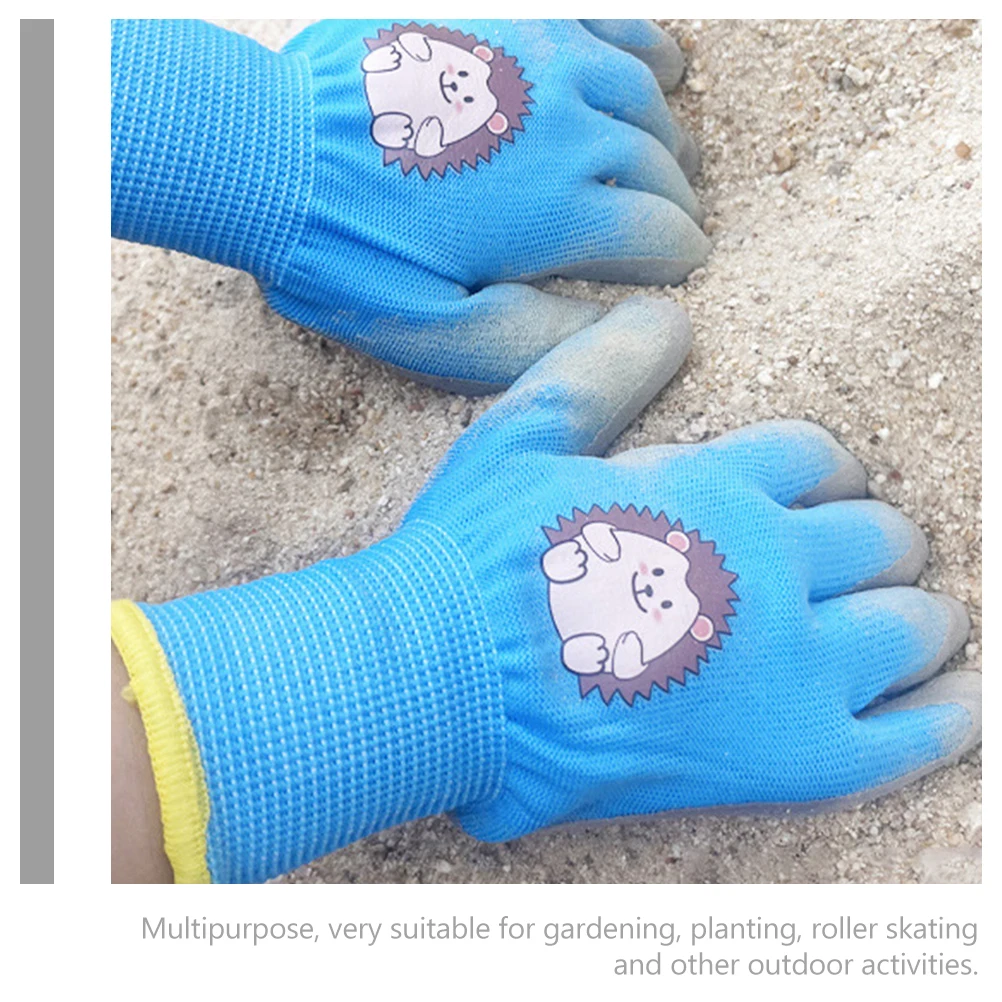 

3 Pairs Kids Gardening Gloves XXS Size Blue Yellow Pink Hedgehog Thick Work Protective Gloves Lightweight Breathable Outdoor
