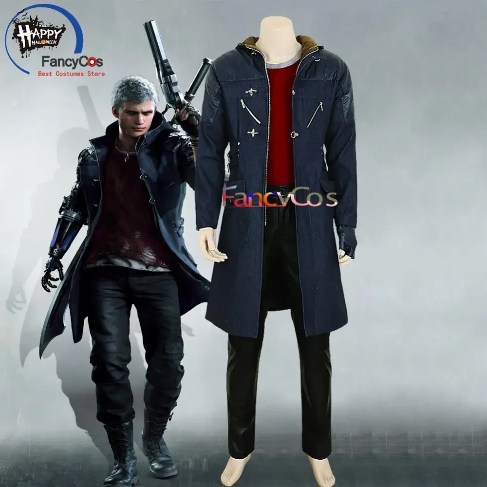 DMC Cosplay DMC 5 Nero Full Set Outfit Jacket Demon Hunter Nero Long Jacket Halloween Costume Adult Custom Made Game Carnival