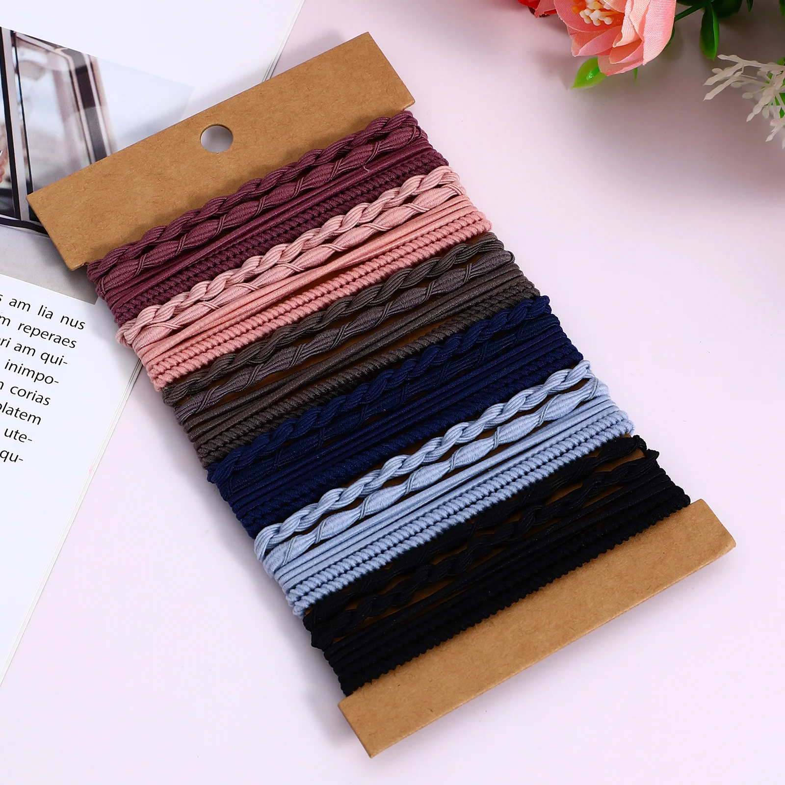 

24 Pcs Ties Small Stretchy Fabric Bands No Damage 18cm Long Elastic Hair Band Thick Hair Accessories Styling Tools
