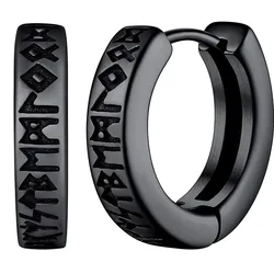 2pcs Stainless Steel Norwegian Viking Rune Hoop Earrings for Men Woman, 12mm Huggie Hoop Religious Earring Piercing Jewelry