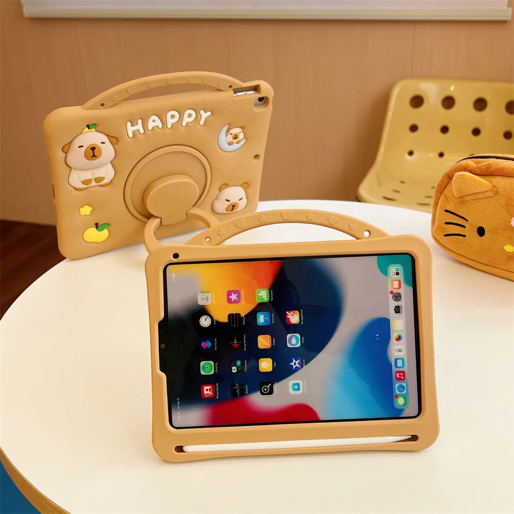 حافظة كابيبارا آي باد ثلاثية الأبعاد لجهاز iPad Air Mini 1 2 3 4 5 6 Pro 11 2022 2020 11 بوصة 7th 8th 9th 10.2 10th Gen 10.9 حافظة من السيليكون #2