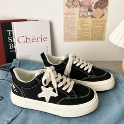 2023 White Canvas Shoes for Women Low-top Simple Designer Platform Korean Fashion Sneakers Student Round Toe Ladies Footwear