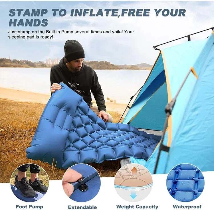 Portable Picnic Camping Inflatable Mat Inflatable Mattress TPU Patchwork Foot Inflatable Single Mattress Outdoor Products