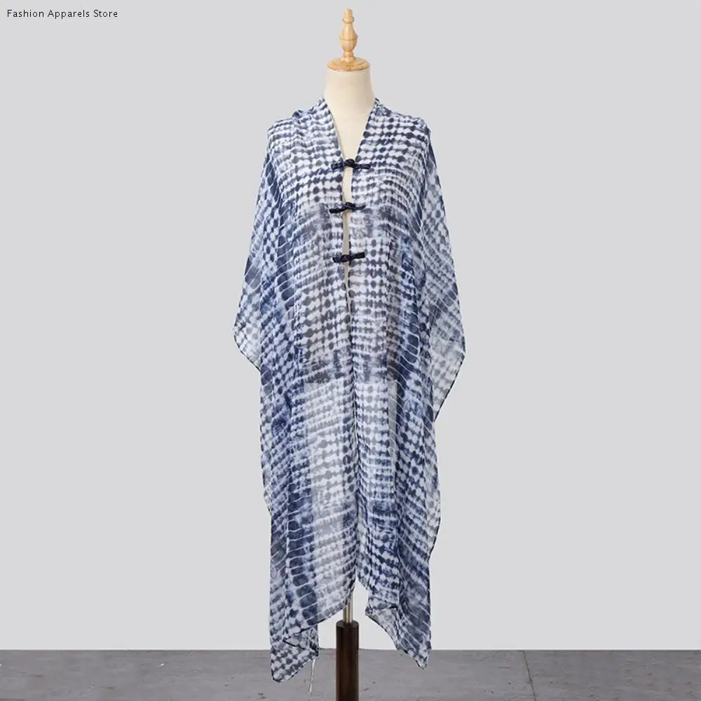 

Fashion Sun Protection Ethnic Style Shawl Wraps Elegant Sunscreen Shawl Printed Floral Beach Scarf Women