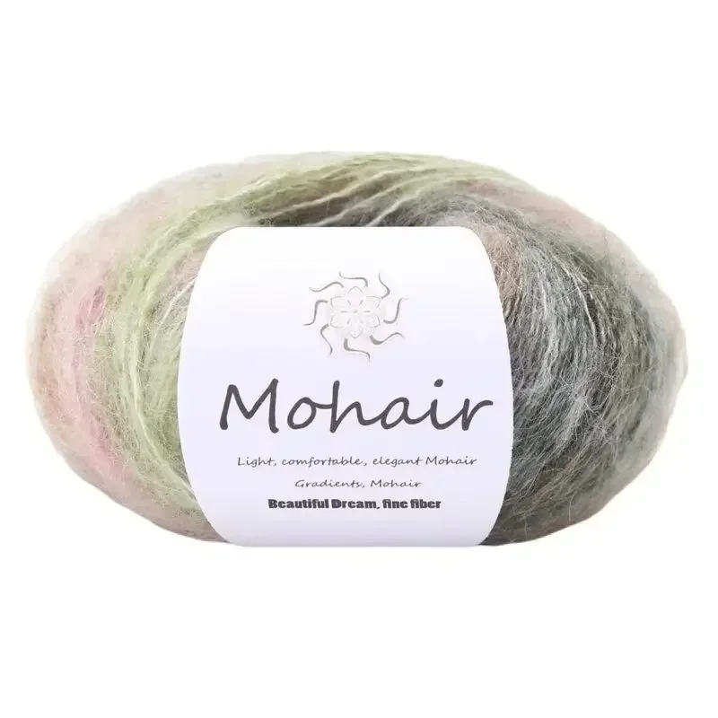 25g Gradient Silk Mohair Small Cloud Yarn Handmade Knitted Sweaters Scarves Hats Shawls Handmade Woven Sections Dyed Yarn Balls