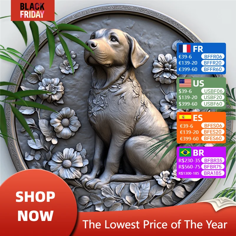 Labrador Retriever Pet Ornaments - Custom Circular Aluminum Decorative Paintings | Unique Pet Souvenir Tombstones