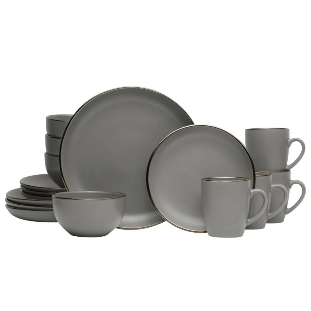 

Grey 16-Piece Stoneware Dinnerware Set