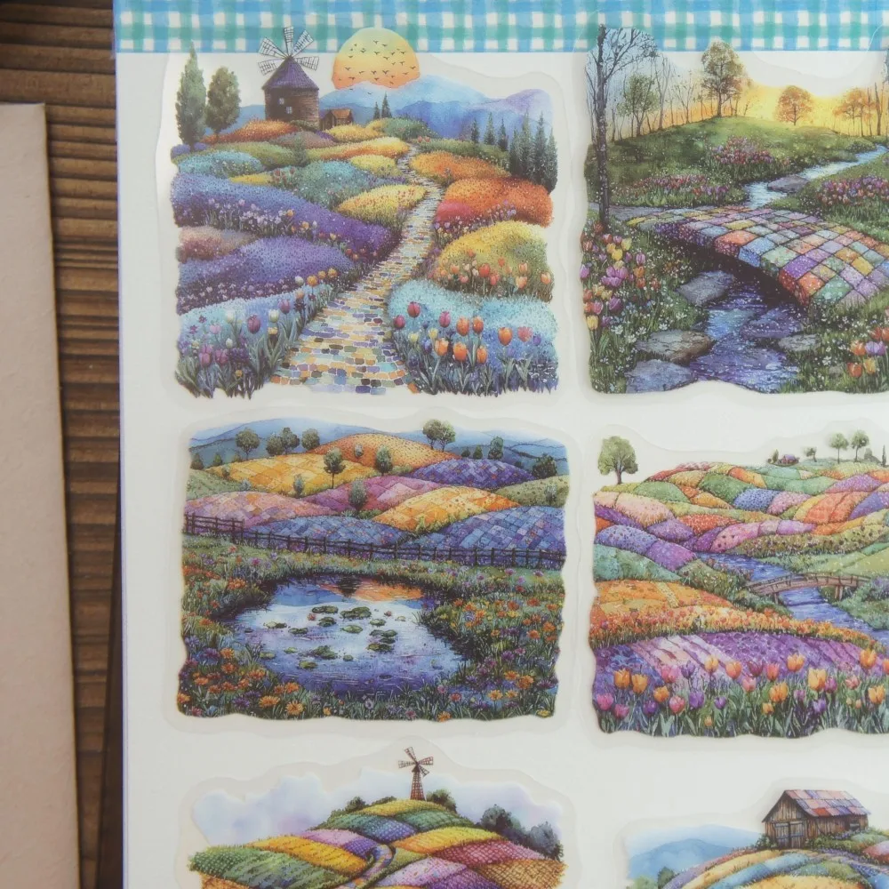 

18pcs Colorful Fabric Splicing Countryside PVC Paper Sticker Scrapbooking DIY Gift Packing Label Decoration Tag