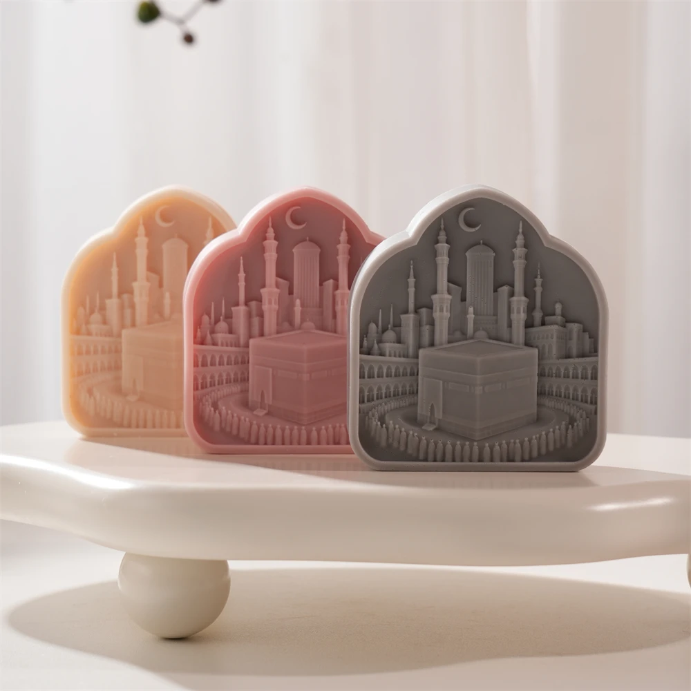 

Mubarak Ramadan Decor Kaaba Candle Mold Islamic Home Art Resin Silicone Mould Ramadan Table Decor Soy Wax Eid Mubarak Gift idea