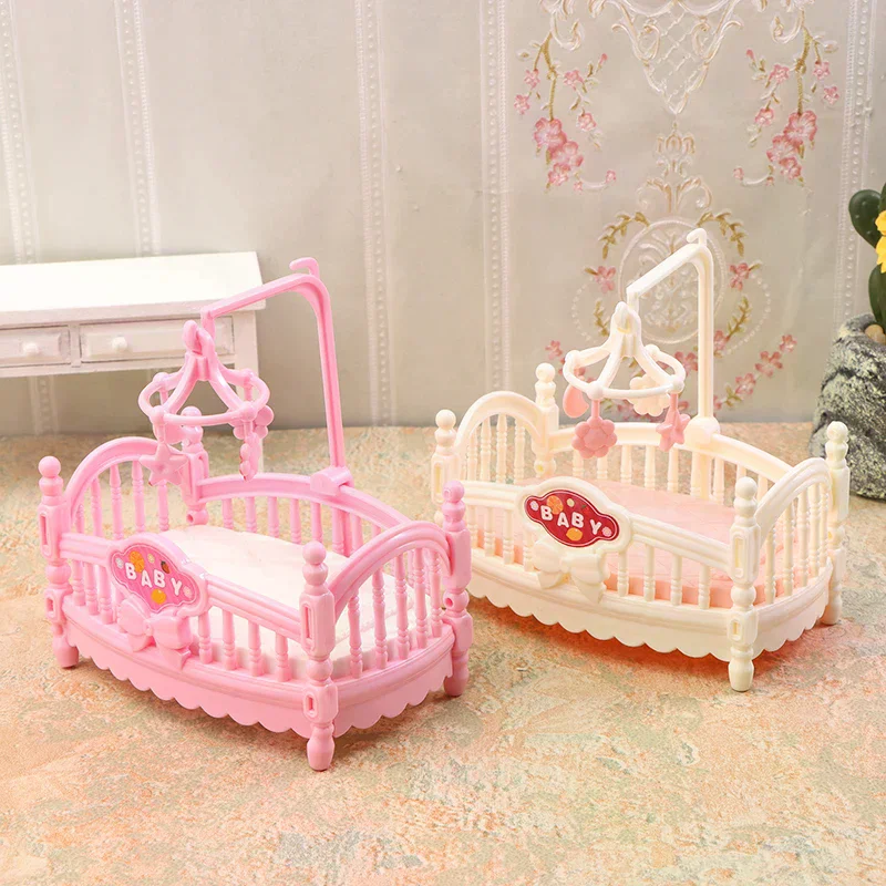 1/12 Dollhouse Simulation Mini Crib Baby Bed Model Bedroom Furniture Accessories For Dolls House Decoration Kids Toys Gift