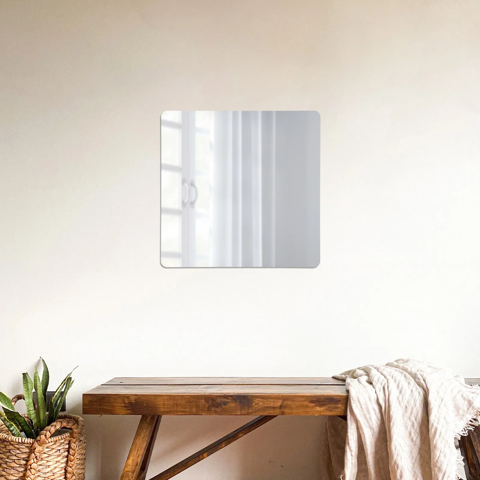 

2Pcs Mirror Tiles Acrylic Self Adhesive Bathroom Wall Stick on Mirrors for Wardrobe Doors Modern Decor Square Mirrors for Wall