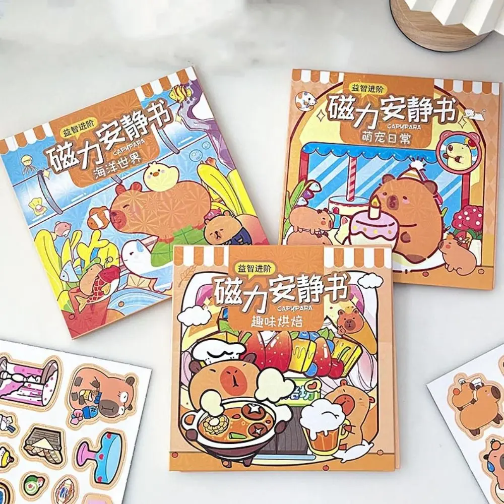 น่ารัก DIY Magnetic Quiet Book Capybara การ์ตูน Capybara หนังสือของเล่น Kawaii ซ้ําวางของเล่นเด็ก